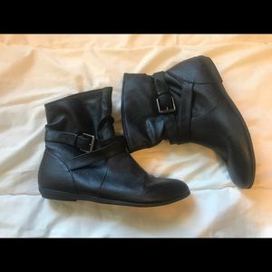 Flat black booties